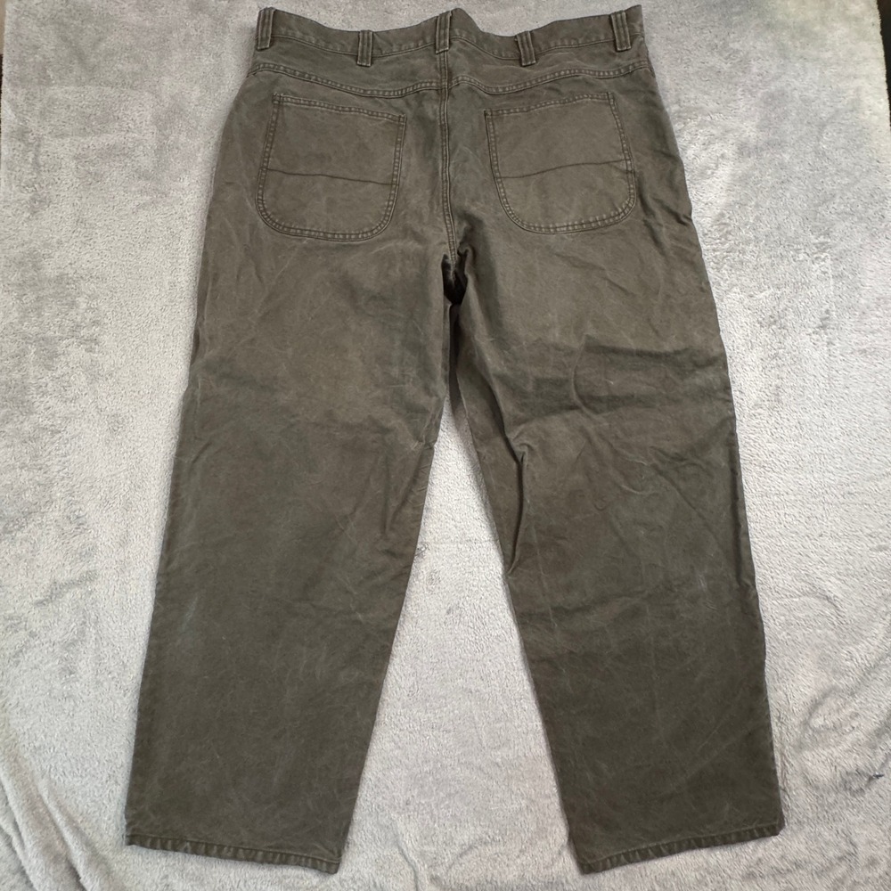 LL Bean Mens 43x31 Double Knee Work Pants Cotton‎ Canvas Olive Green PA18 EUC!